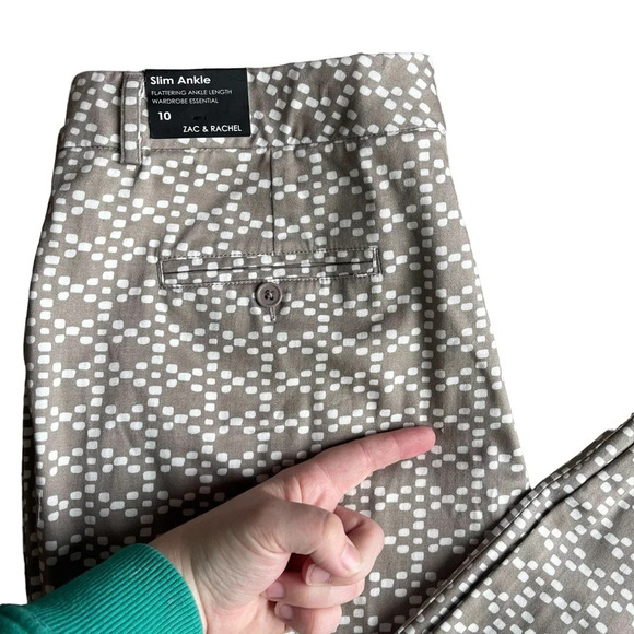 Zac & Rachel Slim Ankle crop Pant Women’s Trouser Pants size 10 geometric print - Picture 9 of 10